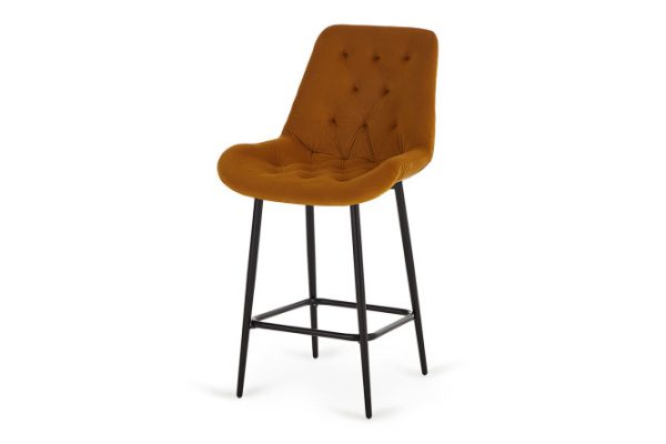 aogd1spispaw8yc1dcfuf1w6718h3nwn.jpg Semi-bar chair Trast 51x100.5x58 cm, upholstery color mustard, legs gloss black