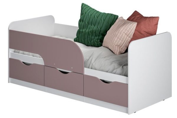Bed Standard 80x186 cm color white, Charlie pink