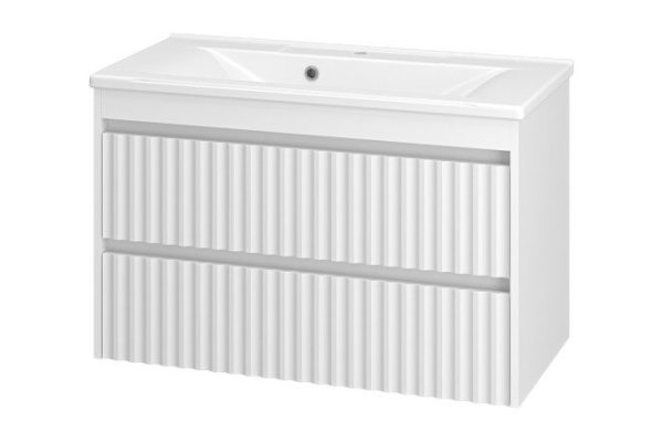 Hanging cabinet Balaton 90 BAL-06090-01-01П2Я with 2 drawers 89.6 cm, frame color white, facade white
