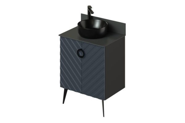 Floor stand Palladio 2.0 65 cm, frame color black, facade Marengo soft