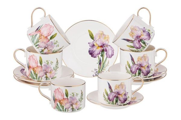 Tea set Lefard Irises 6 persons, 12 pcs., Porcelain