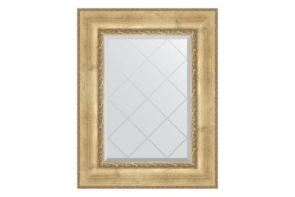 Wall mirror with engraving in a baguette frame EVOFORM antique silver with ornament 72x95 cm