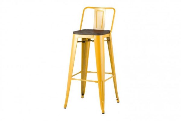 Bar stool Tolix 45x84.5x51.5 cm, dark wood color, glossy yellow