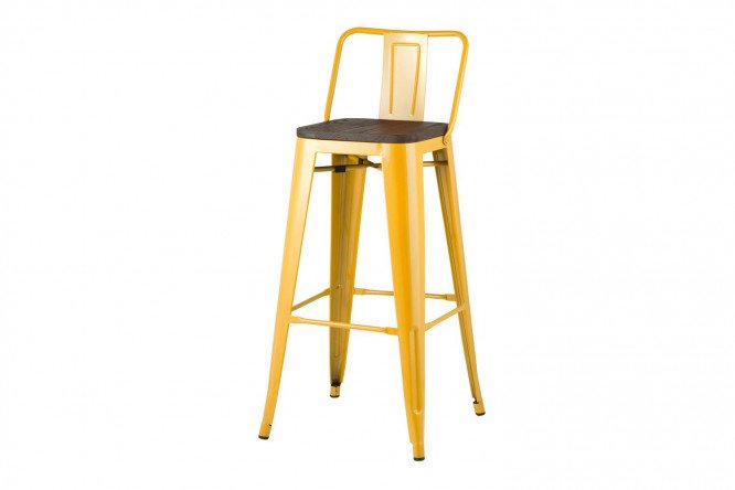 Bar stool Tolix 45x84.5x51.5 cm, dark wood color, glossy yellow