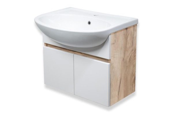 Hanging cabinet RUNO Lada 00-00001371 59.5 cm, frame color crafted oak, facade white