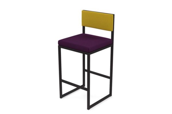 Bar stool Horeca Barnes 40x100x40 cm, upholstery color purple, yellow, legs black
