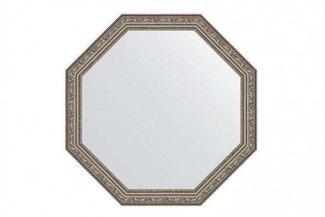 Wall mirror in a baguette frame EVOFORM Octagon BY 3968, vignette aged silver 65x65 cm