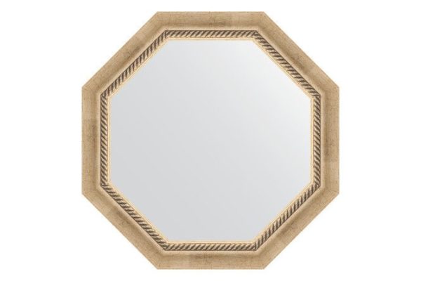 Wall mirror in a baguette frame EVOFORM Octagon BY 3755, aged silver with weaving 63.2x63.2 cm