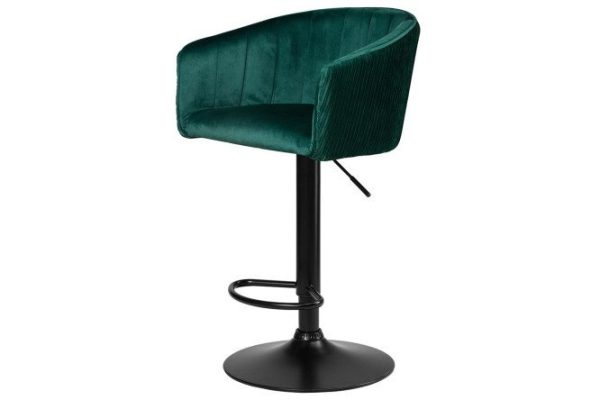 Bar chair DOBRIN Darcy Black 51x86x46 cm, green upholstery, black legs