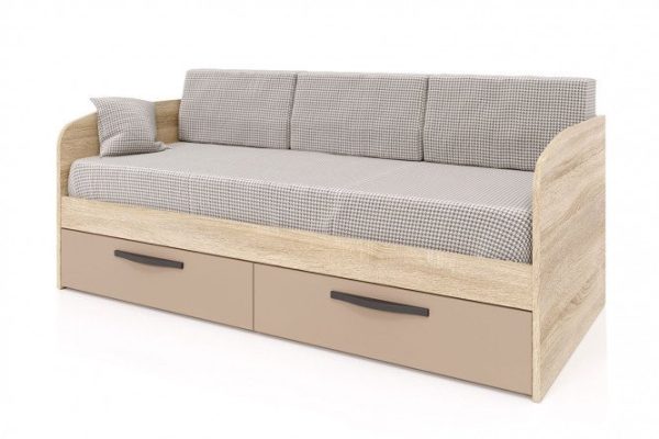 Stockholm bed 90x200 cm color Sonoma oak, cappuccino