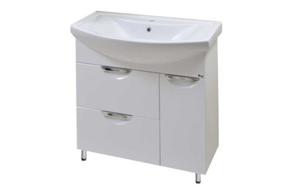 Floor cabinet Milli with 2 drawers, right 77.3 cm, frame color white, facade white