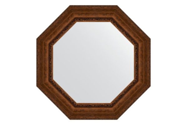Wall mirror in a baguette frame EVOFORM Octagon BY 3861, aged bronze with ornament 82.6x82.6 cm