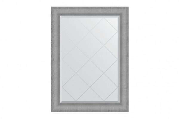 Wall mirror with engraving in a baguette frame EVOFORM BY 4545 silver chain mail 77x104 cm