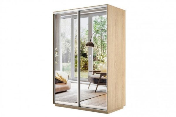 Wardrobe 2-door Slide 160x220x60 cm, Sonoma, with two mirrors