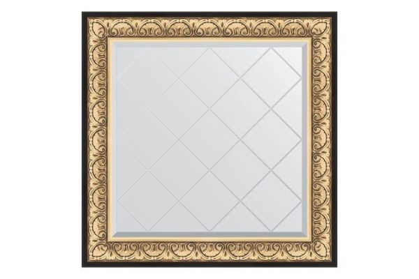 Wall mirror with engraving in a baguette frame EVOFORM baroque gold 90x90 cm