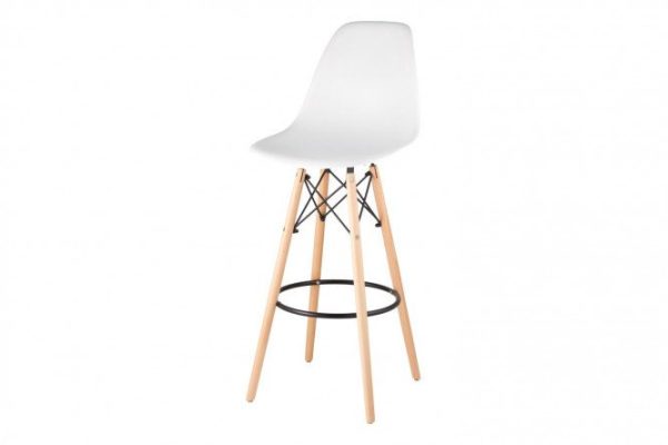 Bar stool Eames 46x120x54 cm, white, light beech