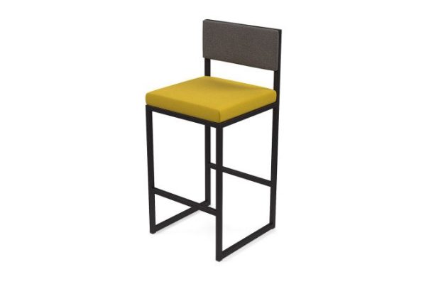 Bar stool Horeca Barnes 40x100x40 cm, upholstery color gray, yellow, legs black