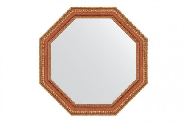 Wall mirror in a baguette frame EVOFORM Octagon BY 3981, bronze beads on wood 56x56 cm