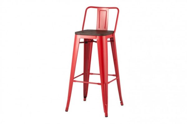 Bar stool Tolix 50x76x55 cm, dark wood color, glossy red