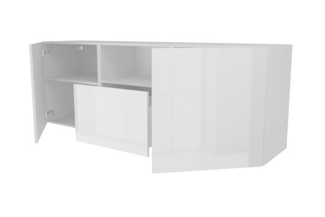 Cabinet 2 doors, drawer and shelf Oscar Amika 180x64 with push to open, white / white gloss