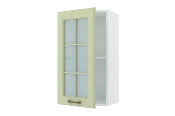 Bella facade for cabinet with glass 39.6x71.6 cm, pistachio color