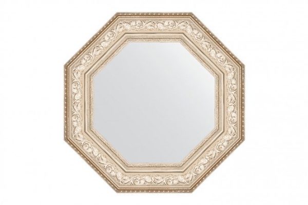 Wall mirror in a baguette frame EVOFORM Octagon BY 7386, silver vignette 65x65 cm