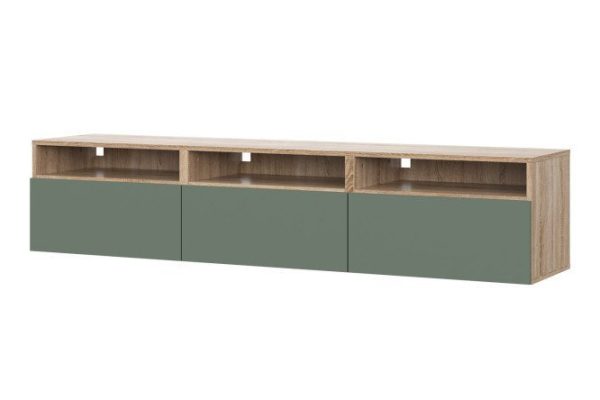 b6rrp2b08f9uedxzvik9r8h36aibollc.jpg Cabinet Oscar Moon 180x40 with 3 drawers and 3 shelves, sonoma oak / soft olive