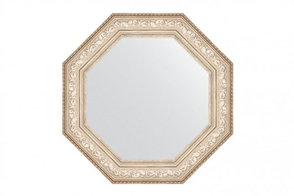 Wall mirror in a baguette frame EVOFORM Octagon BY 7387, silver vignette 75x75 cm