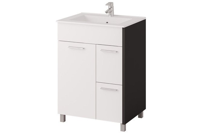 Vanity unit Bella 61.1 cm, frame color white graphite, front white