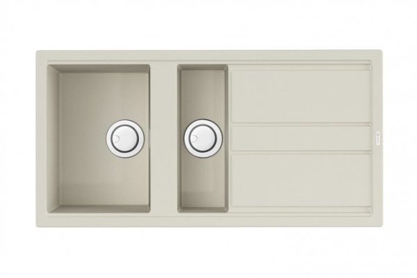 Inset sink with drainer OMOIKIRI Kitagawa 100-2-WH 4993803, white 100x51x20 cm