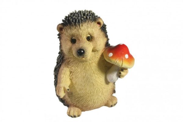 Decorative item Hedgehog with fly agaric 11 cm, Polystone