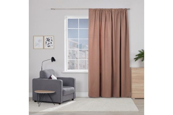 Ribbon curtain MICASA Virginie 250x280 cm, 1 piece, coffee color