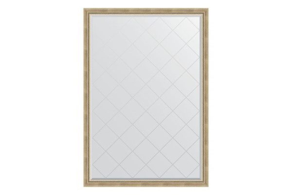Wall mirror with engraving in a baguette frame EVOFORM BY 4476 aged silver with wickerwork 128x183 cm