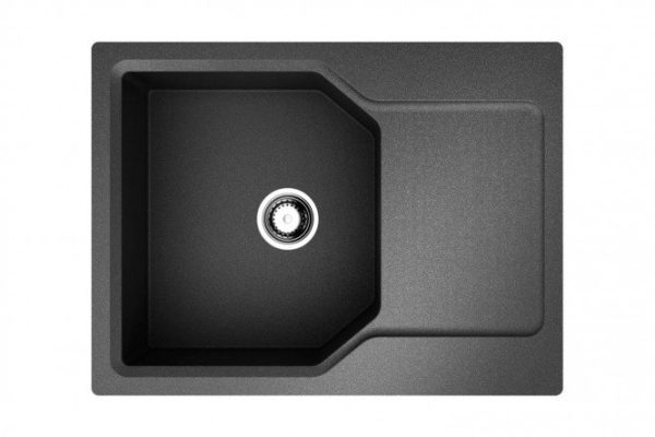 Inset sink with drainer OMOIKIRI Yonaka 65-BL 4993348, black 65x51x19 cm