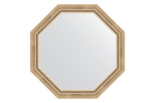Wall mirror in a baguette frame EVOFORM Octagon BY 3756, aged silver with weaving 73.2x73.2 cm
