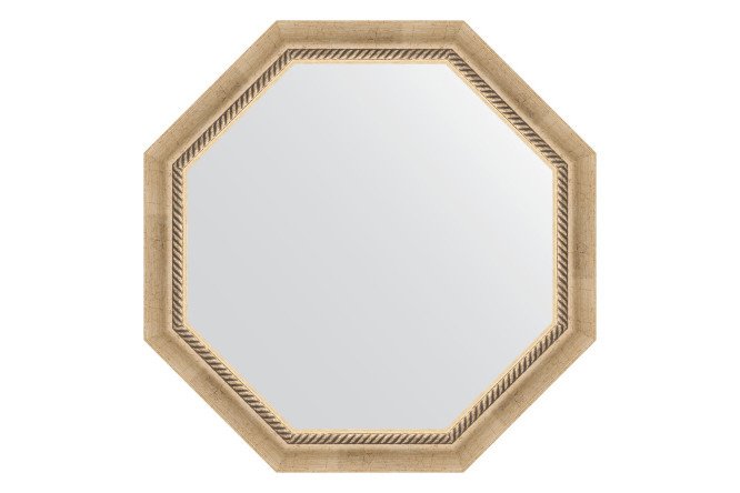 Wall mirror in a baguette frame EVOFORM Octagon BY 3756, aged silver with weaving 73.2x73.2 cm