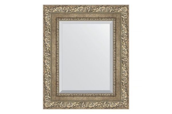 Wall mirror with bevel in a baguette frame EVOFORM BY 3357 vignette antique silver 45x55 cm