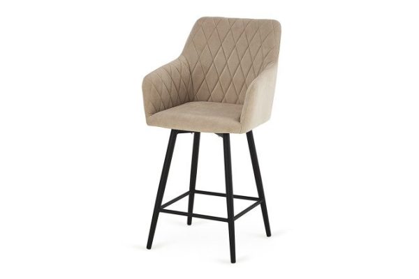 Half-bar chair Diamante swivel 54x100x59 cm, upholstery color cream, legs black moiré
