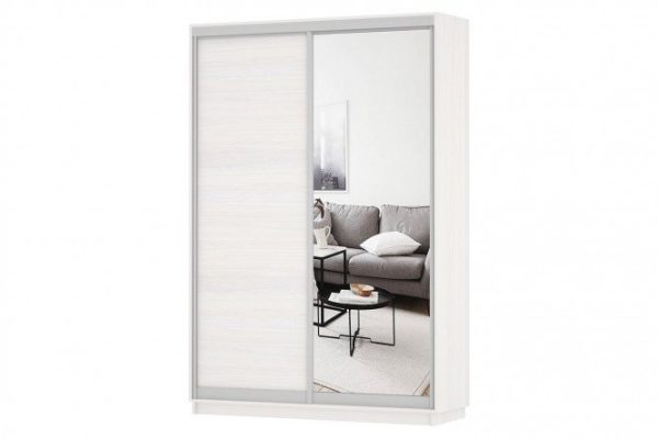 Sliding wardrobe 2-door Slide 140x220x60 cm, light ash Anchor, with one mirror