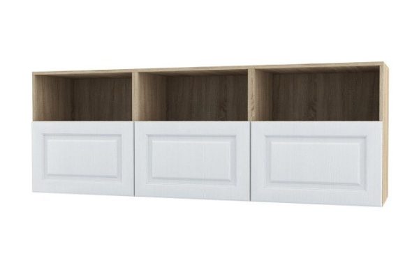 Cabinet 3 shelves and 3 drawers Oscar Bella 180x64 cm with closers, Sonoma/white wood
