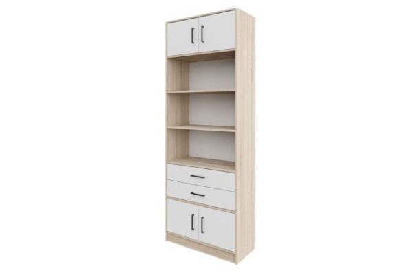 Shelving unit Virage with 2 drawers and 4 doors, sonoma oak/white