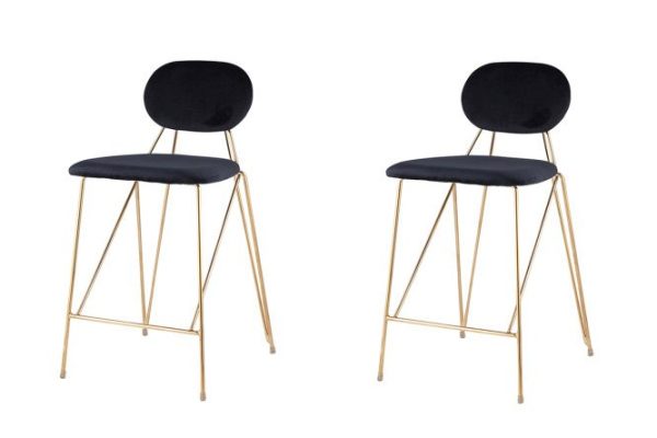 be25a0976e5d0761e7f9b858c45b51a6.jpg Set of semi-bar chairs Alice 48x92x53 cm, seat color dark blue, legs gold