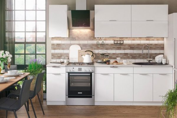 Kitchen Nika 200x210x60 cm, frame color white, facade white enamel