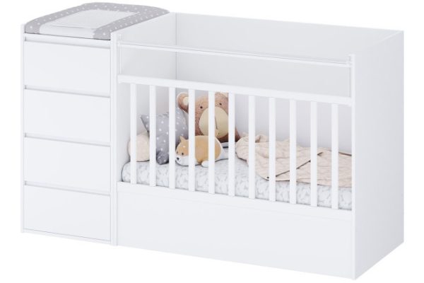 Transformable bed Simple with chest of drawers 60x120 cm color white