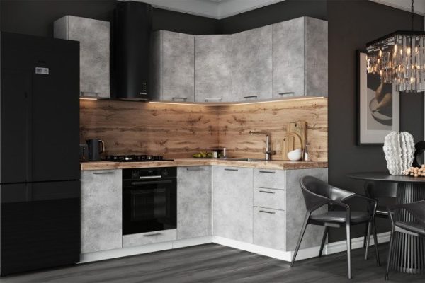 Modular kitchen set City 2.01x1.6 m light concrete