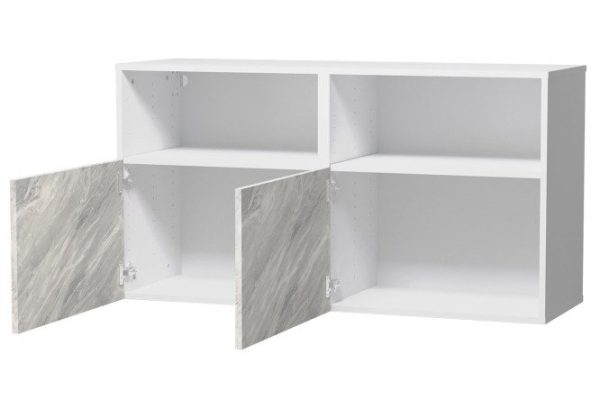 Cabinet with shelves and doors Oscar Statuario 120x64, white / statuario