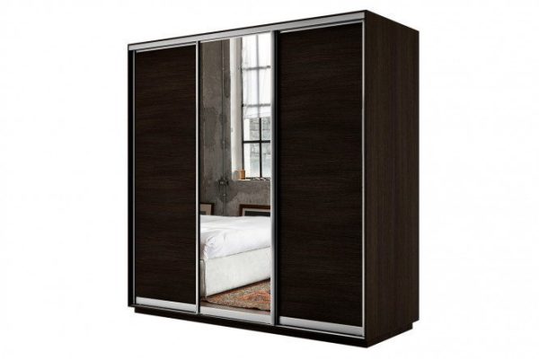 Sliding wardrobe 3-door Slide 180x240x60 cm, wenge, with one mirror