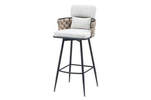 Bello swivel chair with armrests 52x108x51 cm, upholstery color ivory, beige, legs black