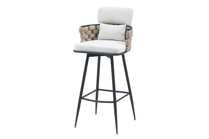 Bello swivel chair with armrests 52x108x51 cm, upholstery color ivory, beige, legs black