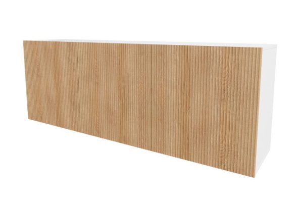 Nightstand Oscar Amelie 180x64 with doors, white / wave Canadian oak